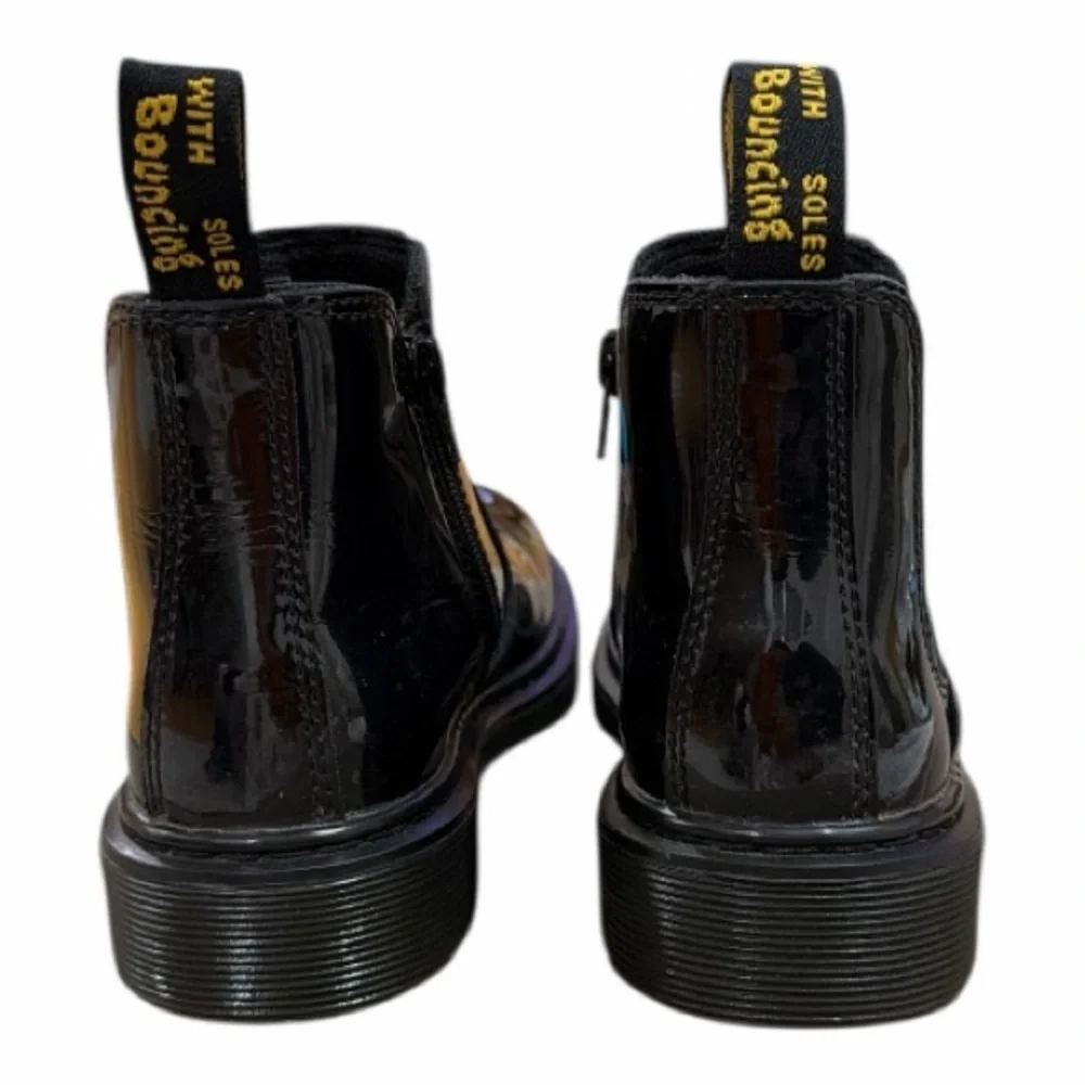 Dr. Martens 2976 JUNIOR Kids Patent Leather Chelsea Boots Black US 3